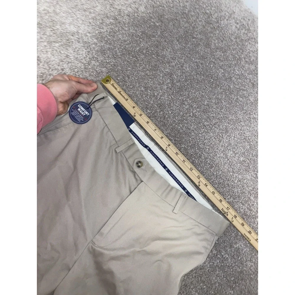 Saddlebred Khaki Pants Flat Front‎ Comfort Waist Wrinkle Resistant 36x29 Preppy